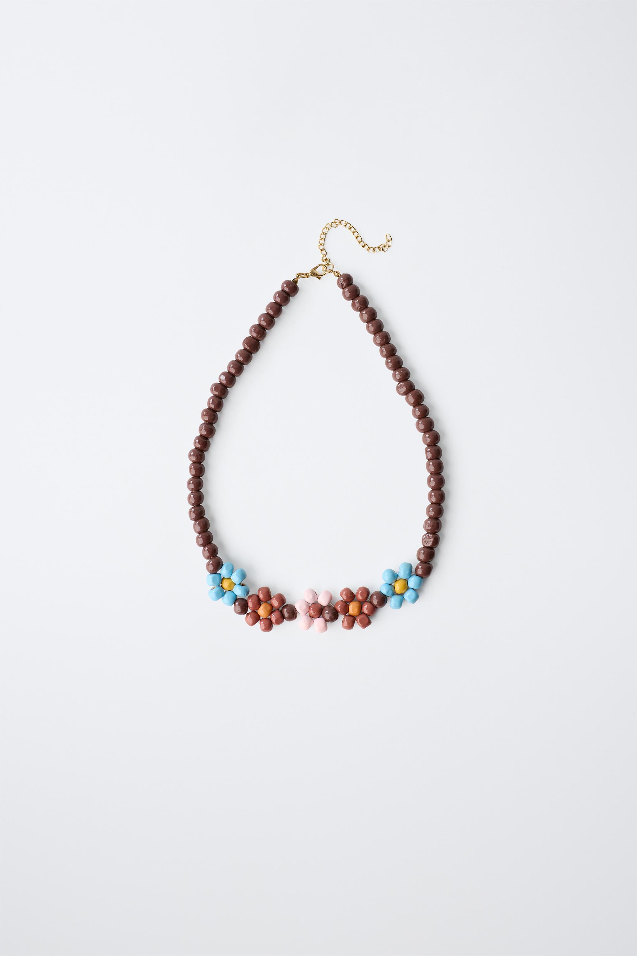 FLORAL BEAD NECKLACE — Multicolored