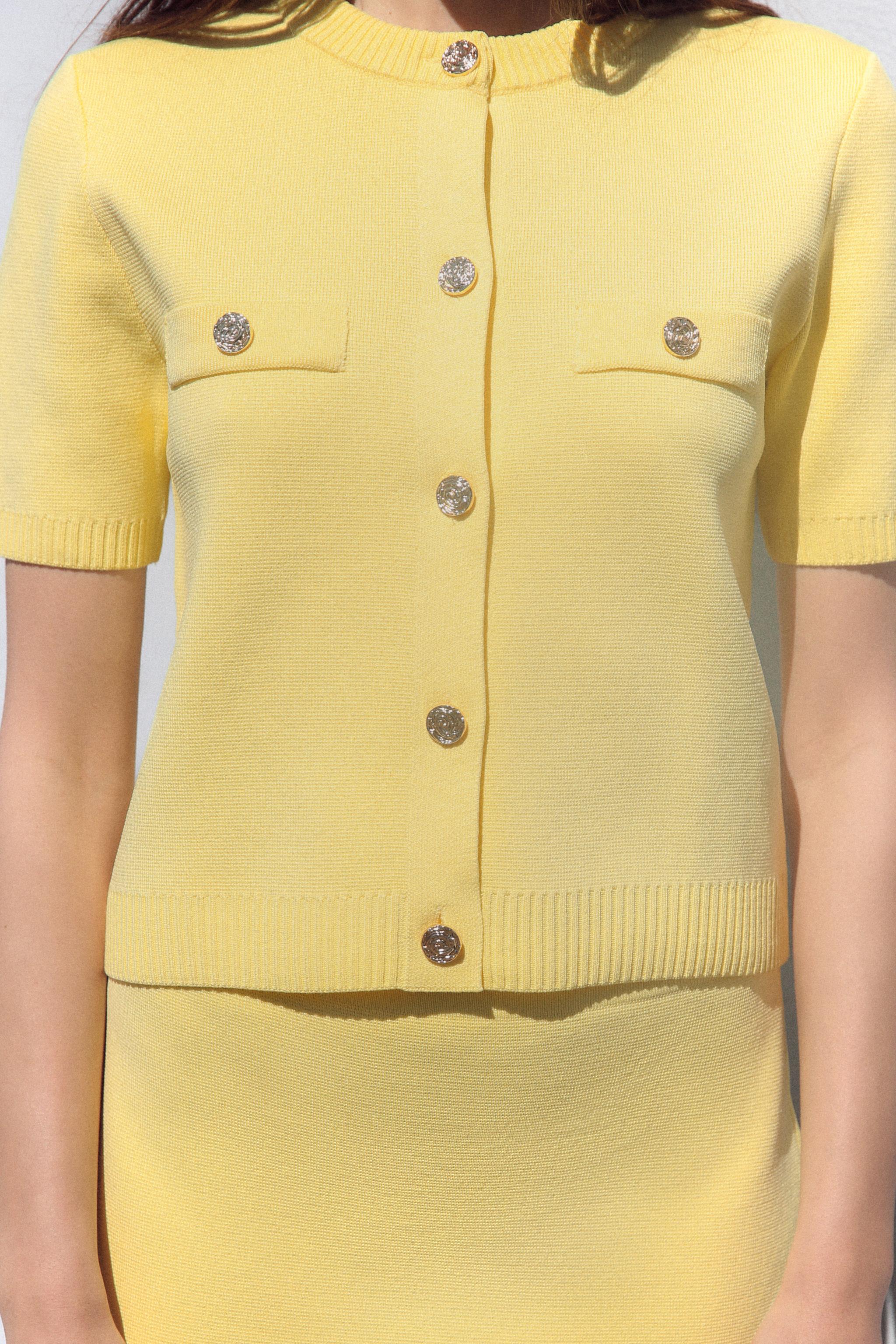SHORT SLEEVE KNIT CARDIGAN - Pastel pink | ZARA United States