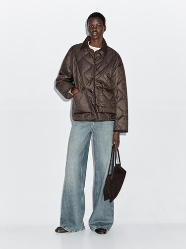 Zara Puffer jacket with corduroy details - white - Image 0