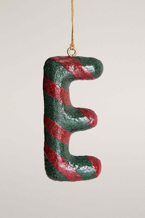 E-LETTER CHRISTMAS TREE ORNAMENT WITH STRIPES - BLUE UTOPIA by Zara - Image 0