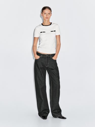 Zara Short sleeve T-shirt with pocket details - White - Image 0