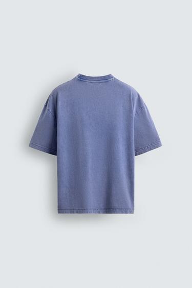 Zara VARSITY GRAPHIC PRINT T-SHIRT - Mauve