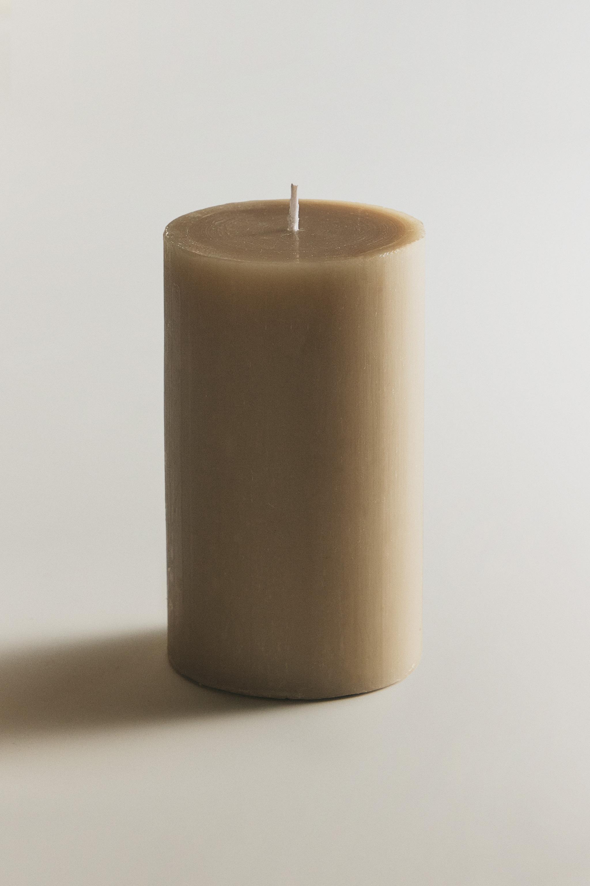 DECORATIVE CYLINDRICAL CANDLE — Cream