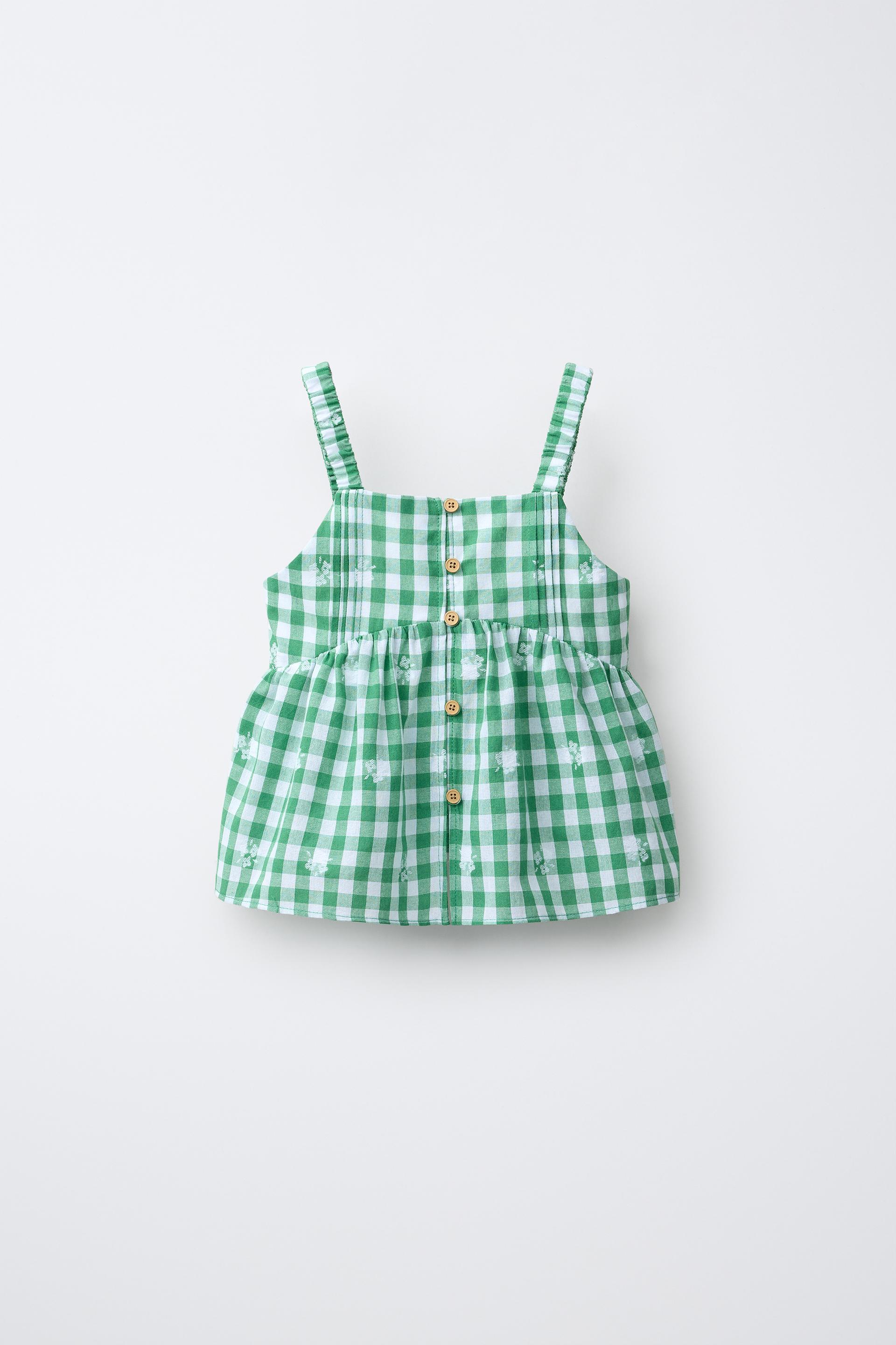 Embroidered Gingham Top