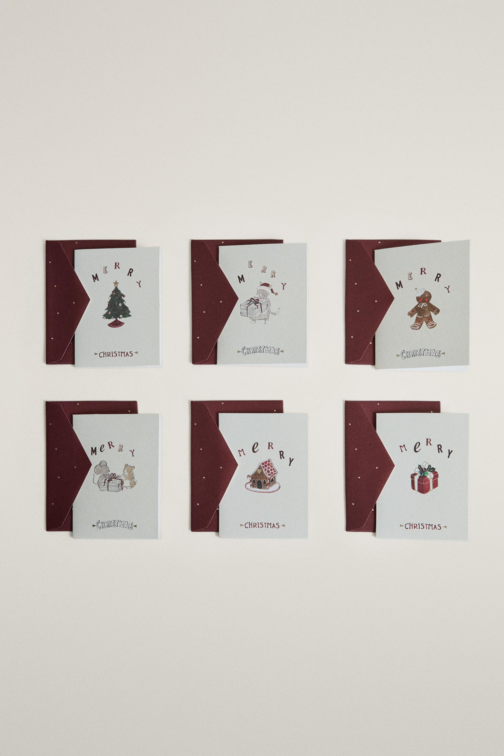 KIDS' CHRISTMAS POSTCARD AND ENVELOPE SET (SET OF 6)