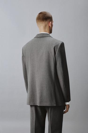 PINSTRIPE WOOL BLEND SUIT BLAZER - Grey by Zara - Image 2