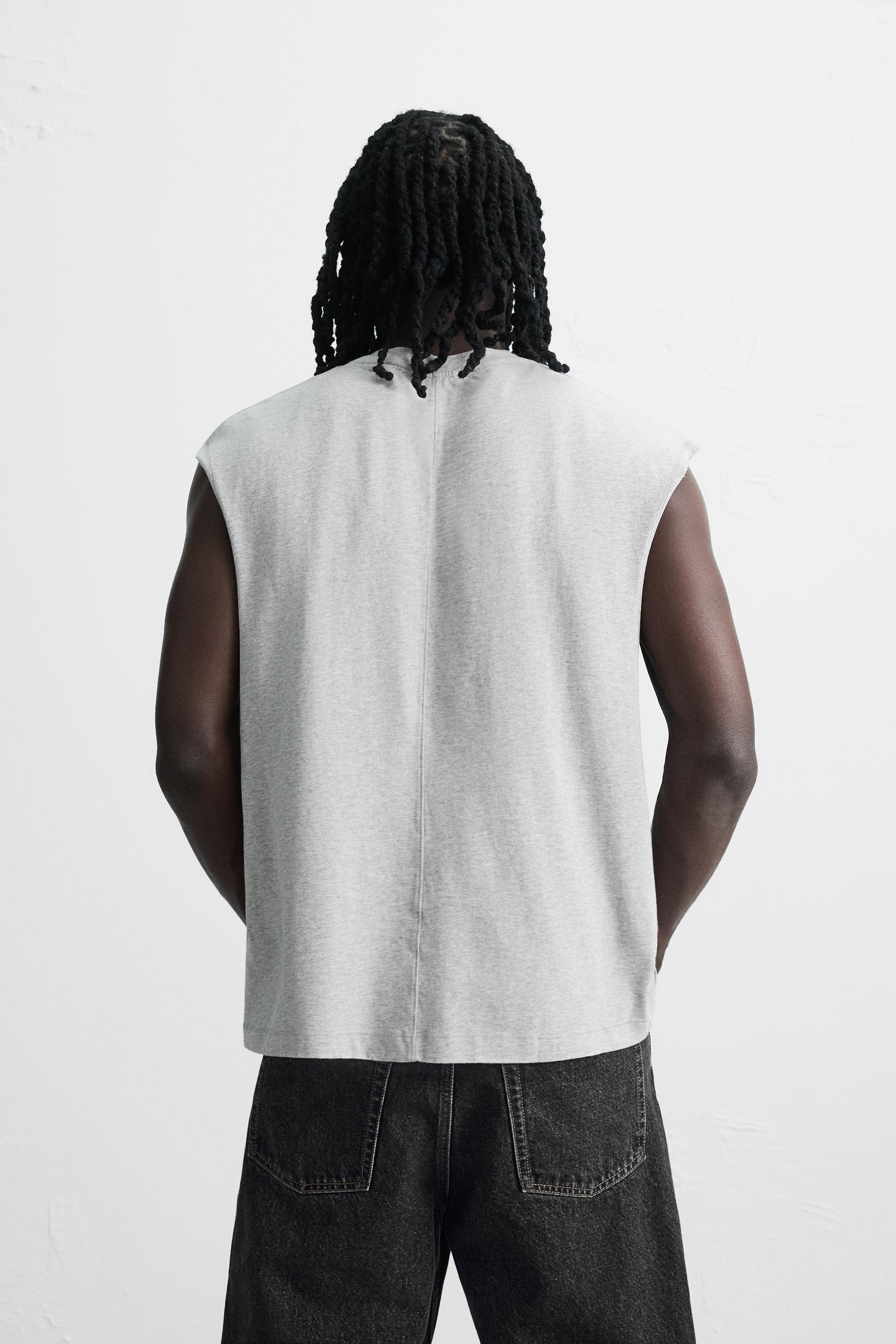 ★ドイツ発*ZARA*新作*ウォッシュ加工プリントタンク/GREY★ ウォッシュ加工プリントタンクトップ - グレーマール | ZARA