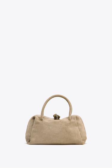 SPLIT SUEDE BOWLING BAG - Ecru by Zara