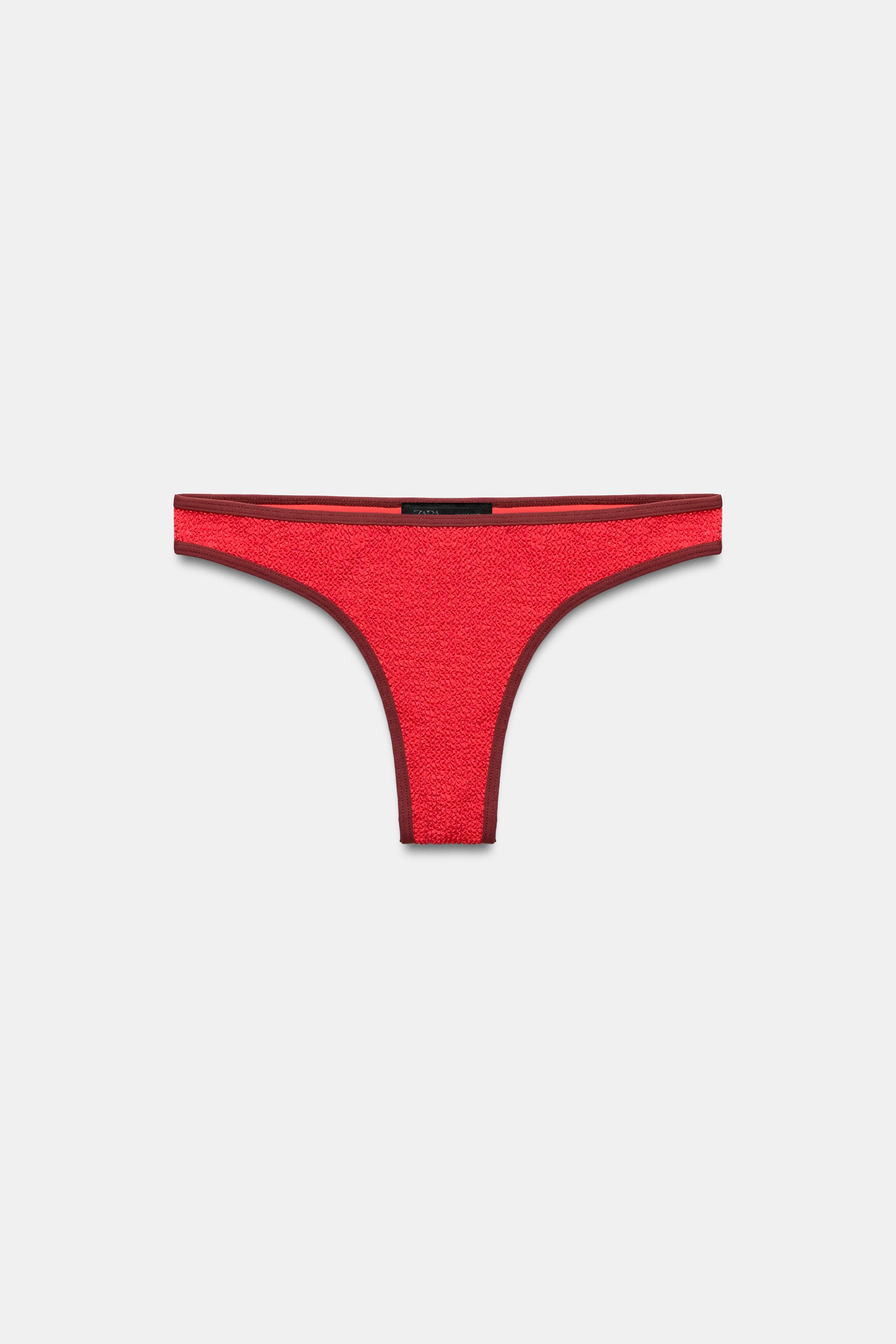 CONTRAST TEXTURED BIKINI BOTTOMS
