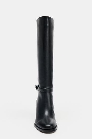 BOTTES À TALONS LARGES ET À BOUCLES - Noir de Zara - Image 3