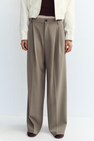 PANTALON DOUBLE PLI - Marron / Taupe de Zara - Image 2
