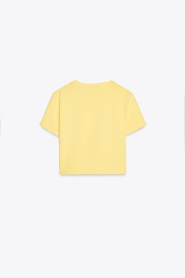CROPPED STRETCH T-SHIRT - Yellow by Zara - Image 3