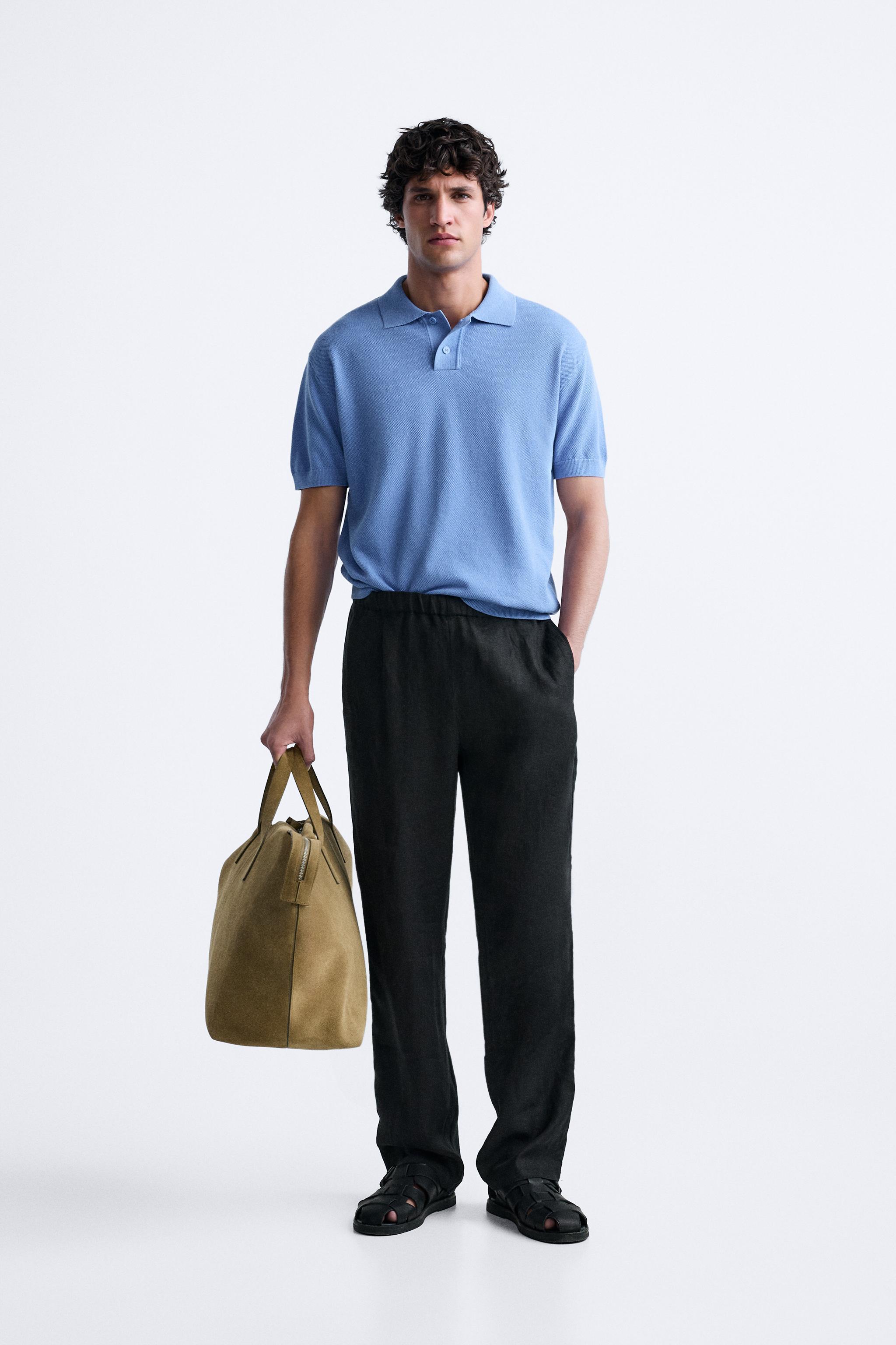 TEXTURED KNIT POLO SHIRT - Stone | ZARA New Zealand