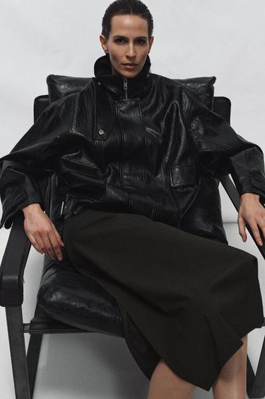 OVERSIZE-JACKE AUS KUNSTLEDER ZW COLLECTION - Schwarz von Zara