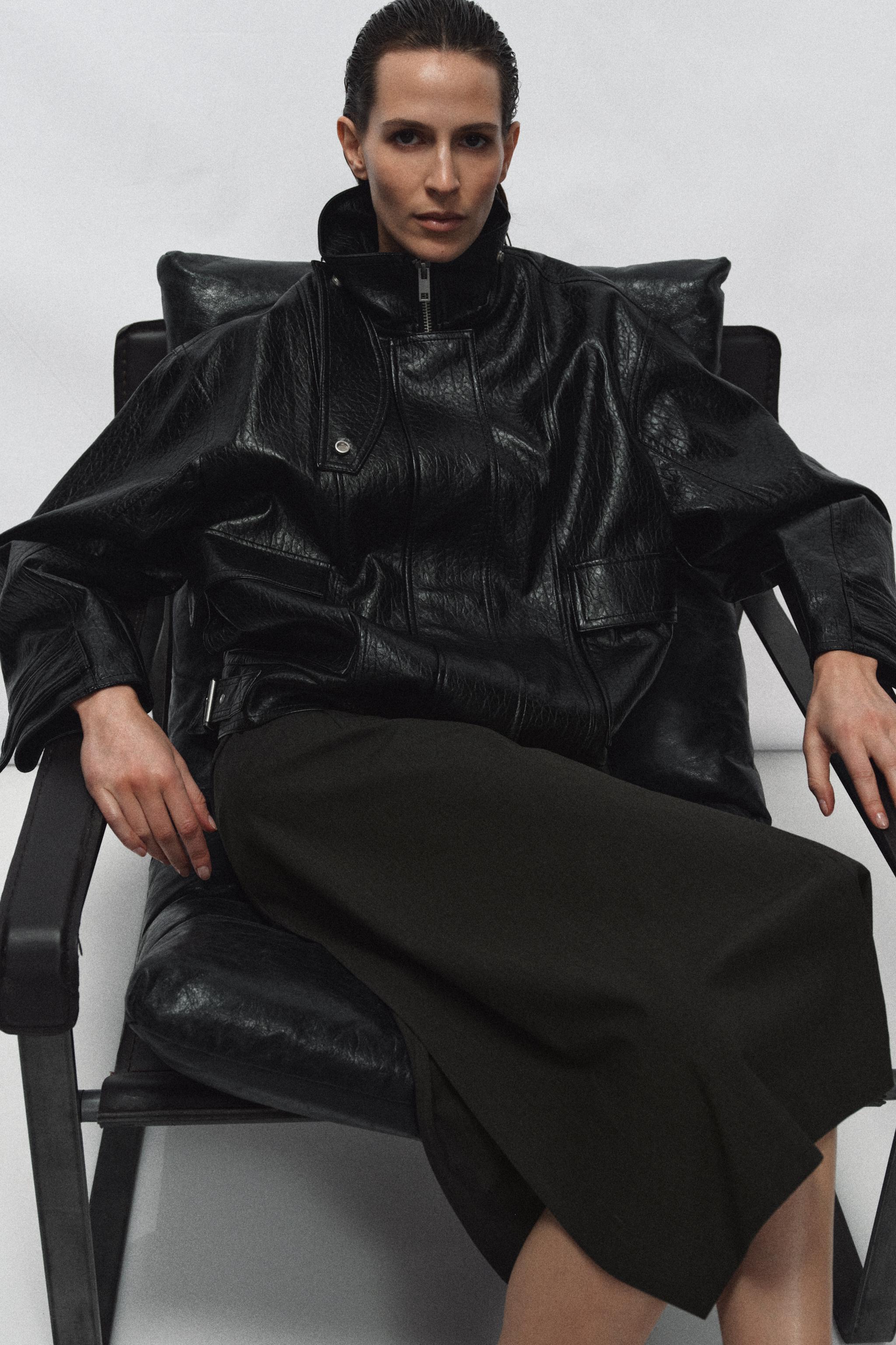 OVERSIZE SUNİ DERİ CEKET ZW COLLECTION