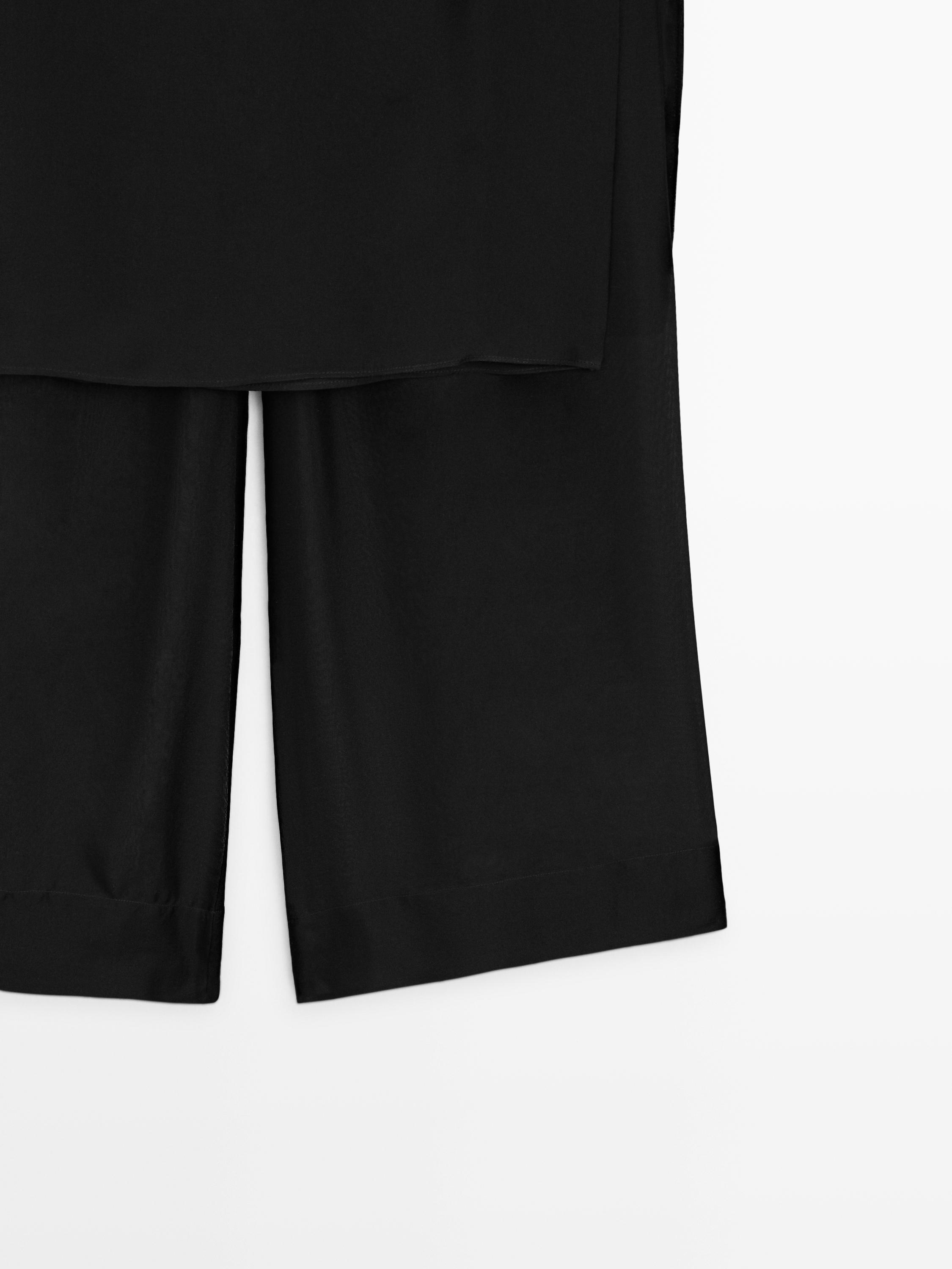 Jupe-culotte longue 100 % soie