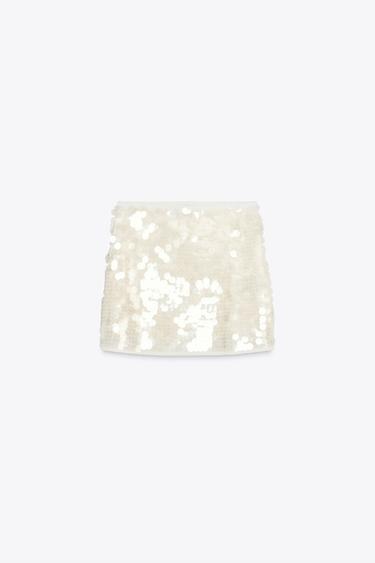 SEQUIN KNIT MINI SKIRT - Ecru by Zara - Image 7