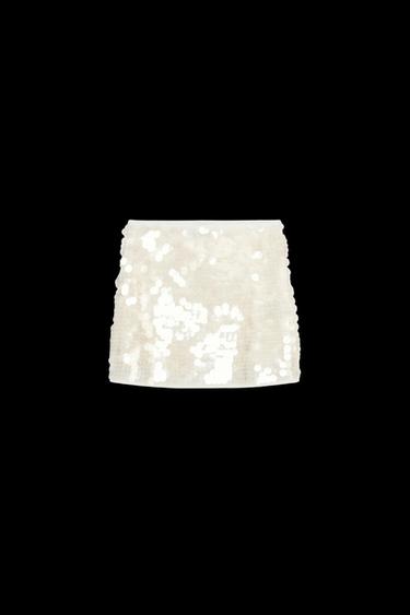 SEQUIN KNIT MINI SKIRT - Ecru by Zara - Image 0