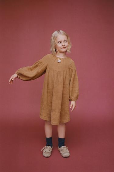 COTTON GAUZE DRESS - Caramel by Zara