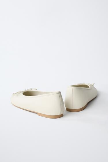 BALLERINES EN CUIR - Blanc de Zara - Image 4