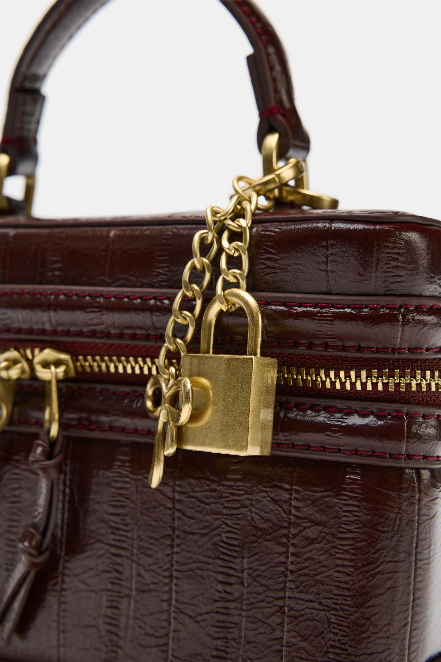 Женская сумка Zara Charm Vanity, цвет: Бордовый красный — фото 6