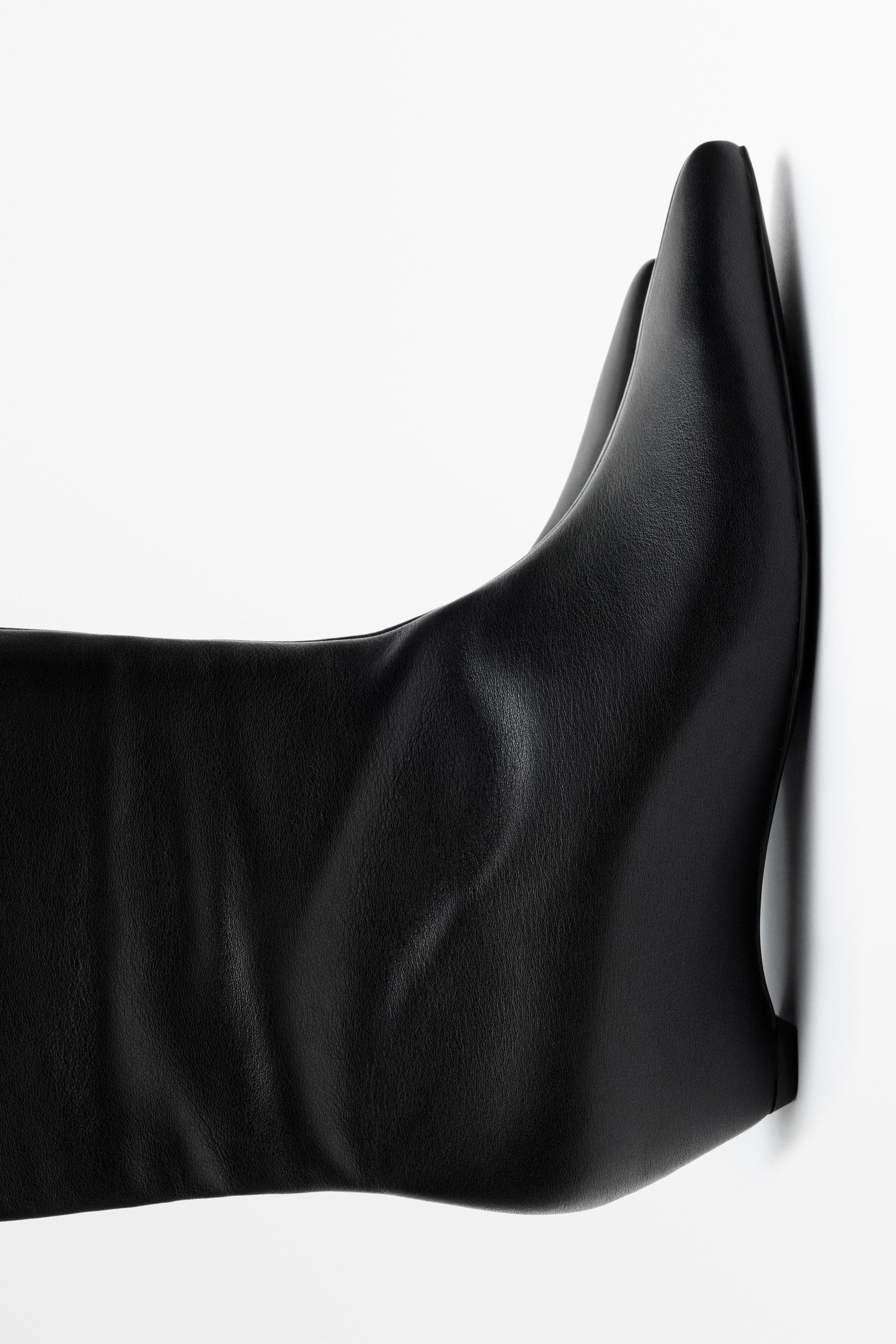 Leather wedge heel boot - Black | ZARA United States