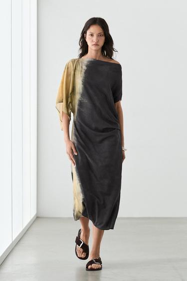 Zara Tie-dye print midi dress - Blue / Gray - Image 0