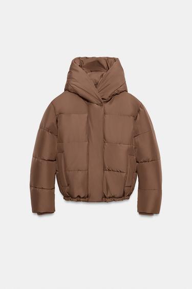 HOODED QUILTED ANORAK - Toffee by Zara - Image 0