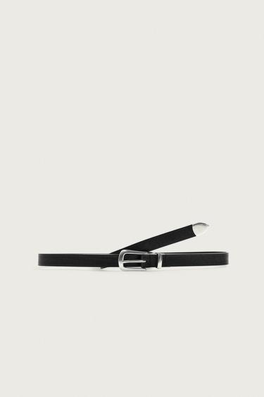 VINTAGE EFFECT LEATHER BELT - Black by Zara