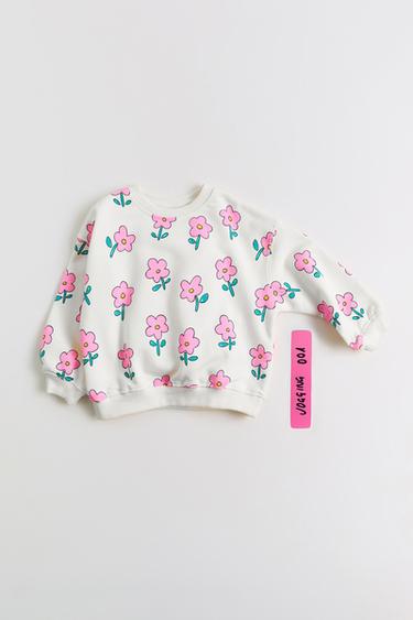 Zara PRINTED SWEATSHIRT - Neon pink