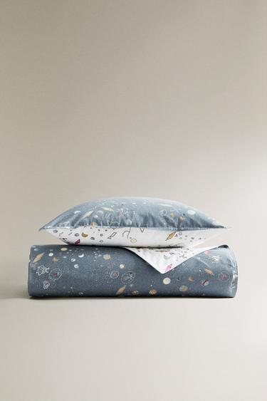 HOUSSE DE COUETTE RÉVERSIBLE ENFANT ESPACE - Écru / Bleu de Zara - Image 5