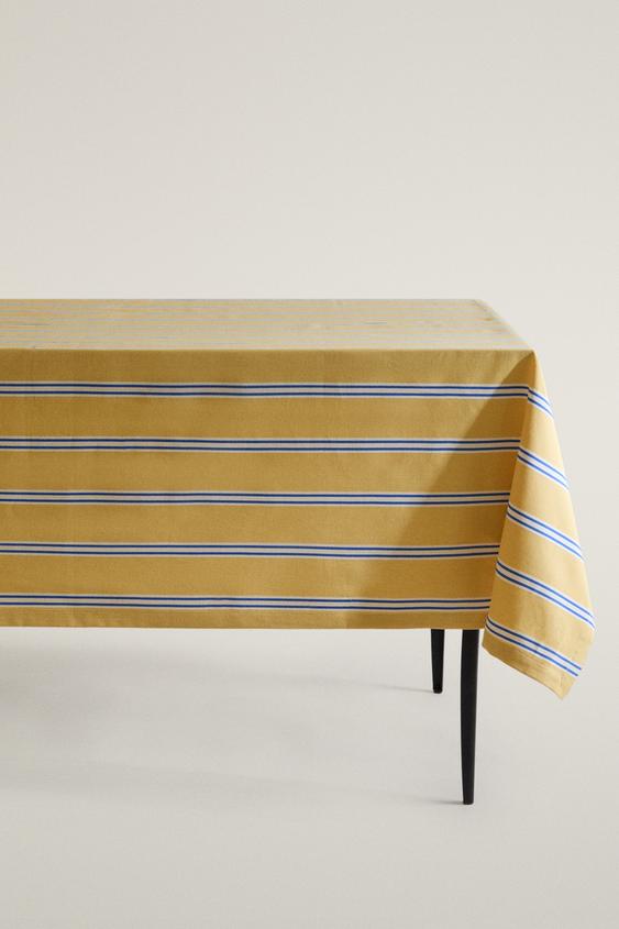 TABLECLOTH WITH STRIPED PRINT - أصفر الخاص بـ Zara - صورة 0
