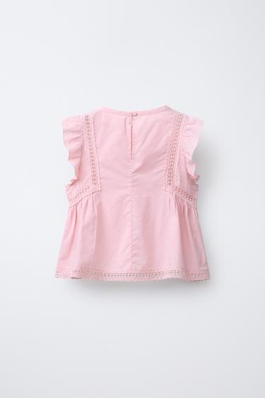 CHEMISE BRODÉE À DENTELLE - Rose pastel de Zara - Image 1