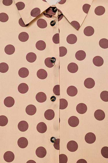 CHEMISE SATINÉE À POIS - Beige-marron de Zara - Image 8