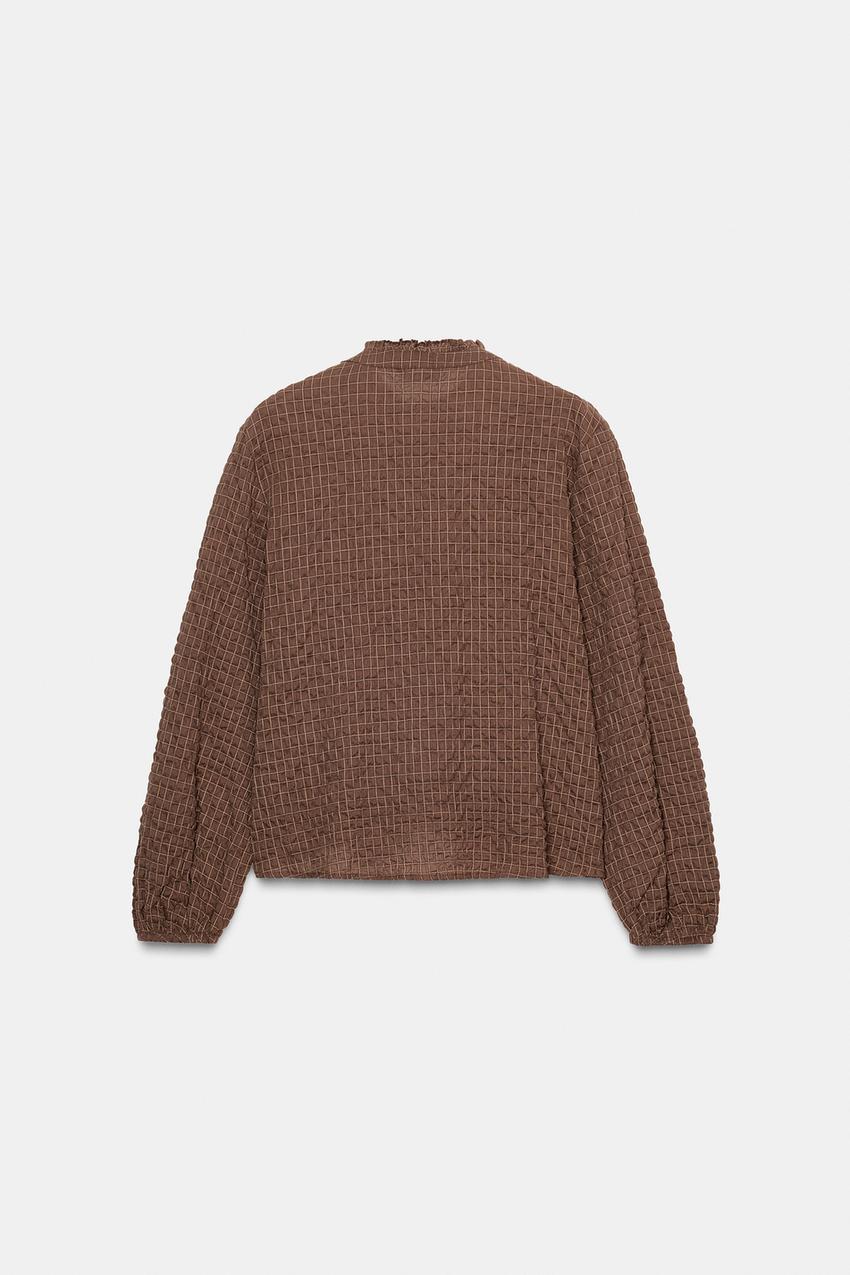 PLAID RUFFLED BLOUSE