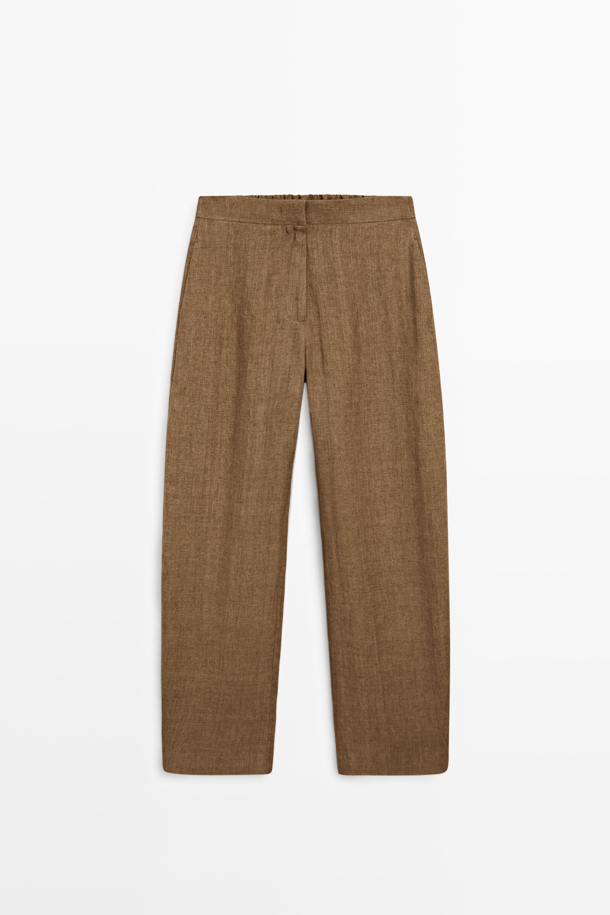 Linen barrel fit pants — Black gold