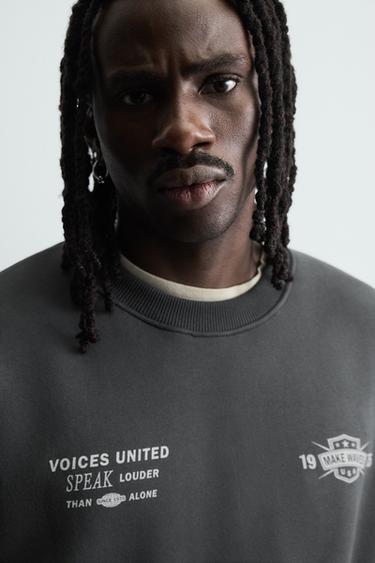 SUDADERA ESTAMPADO combinado - Antracita oscuro de Zara