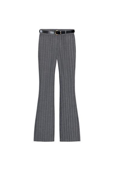 HERRINGBONE FLARE LEGGINGS WITH BELT - Grey by Zara
