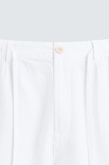 BERMUDA REGULAR FIT LIN COTON - Blanc de Zara - Image 8