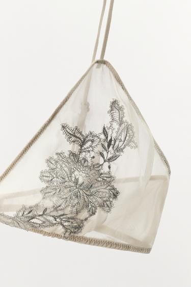 SOUTIEN-GORGE TRIANGLE 100% SOIE DENTELLE - blanc de Zara - Image 6