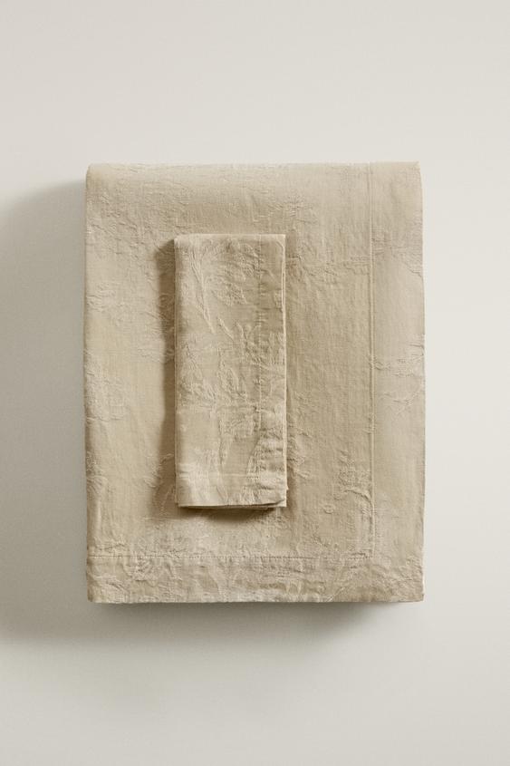NAPPE LIN JACQUARD NOËL - Doré | ZARA France