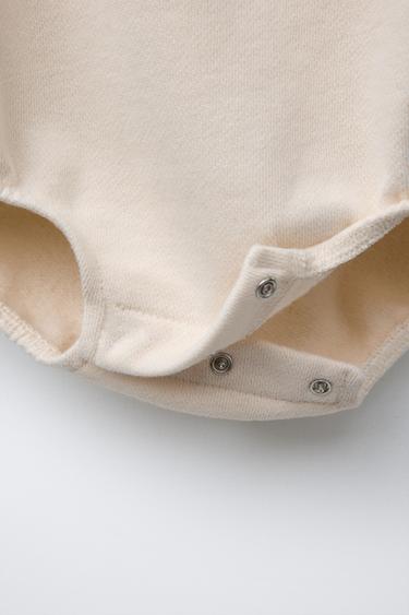 FLOCK PRINT FLEECE BODYSUIT - Light ecru by Zara - Image 4