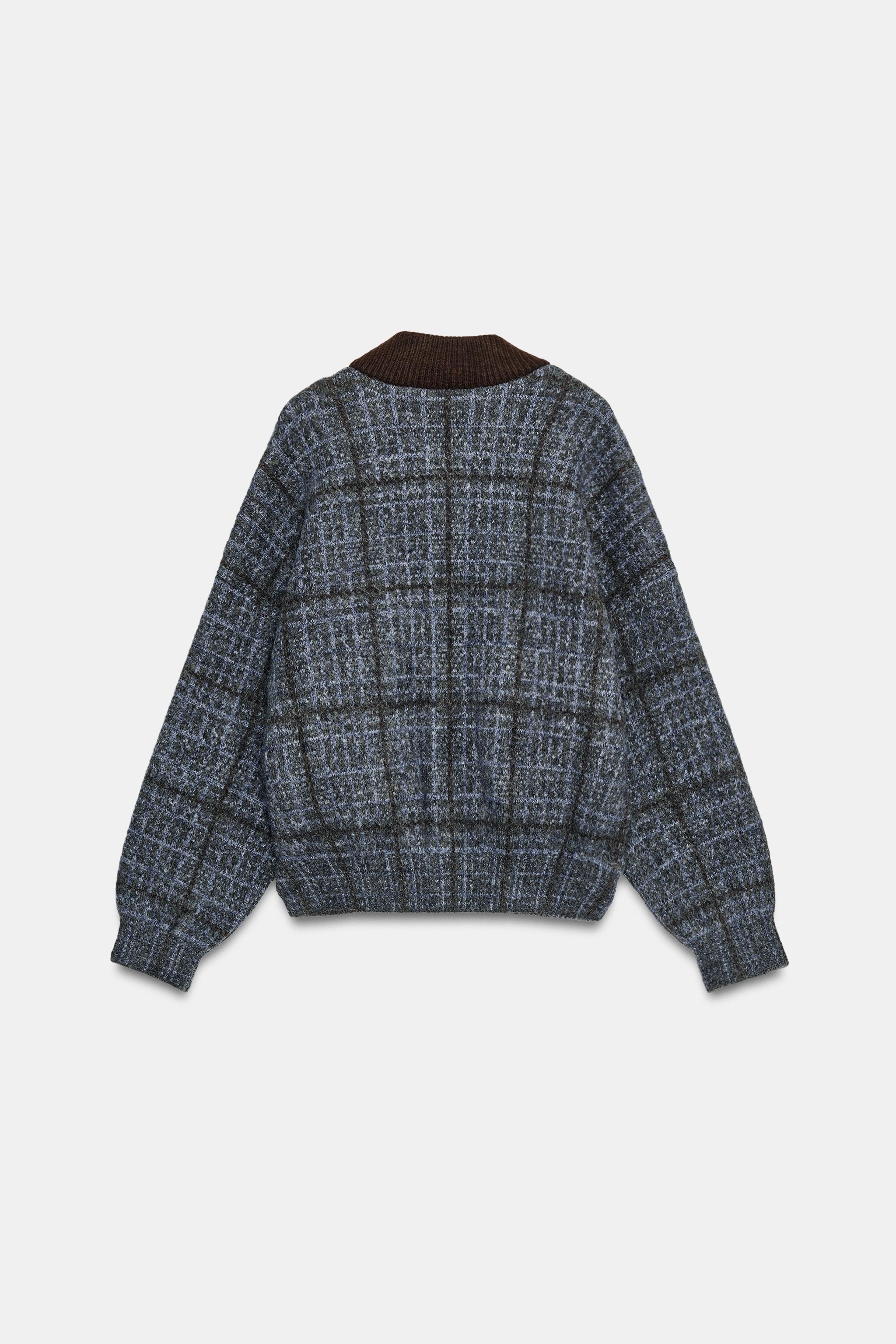 CHECKED KNIT BOMBER JACKET
