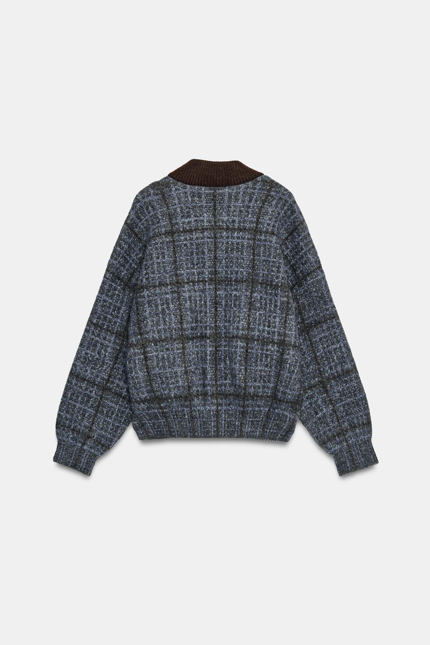 Женская куртка Zara Checked Knit Bomber, цвет: Разноцветный — фото 8