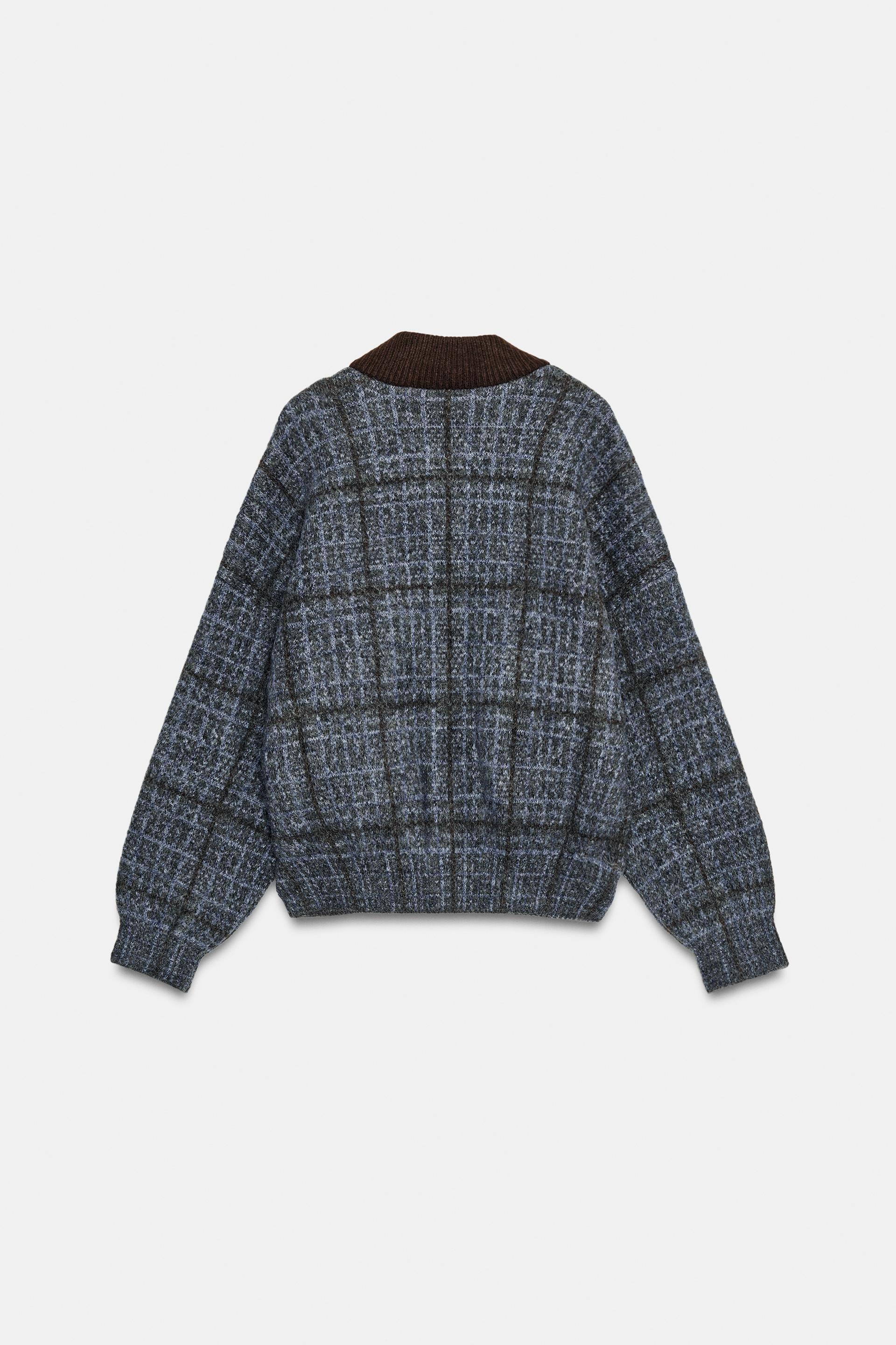 CHECKED KNIT BOMBER JACKET thumbnail 8