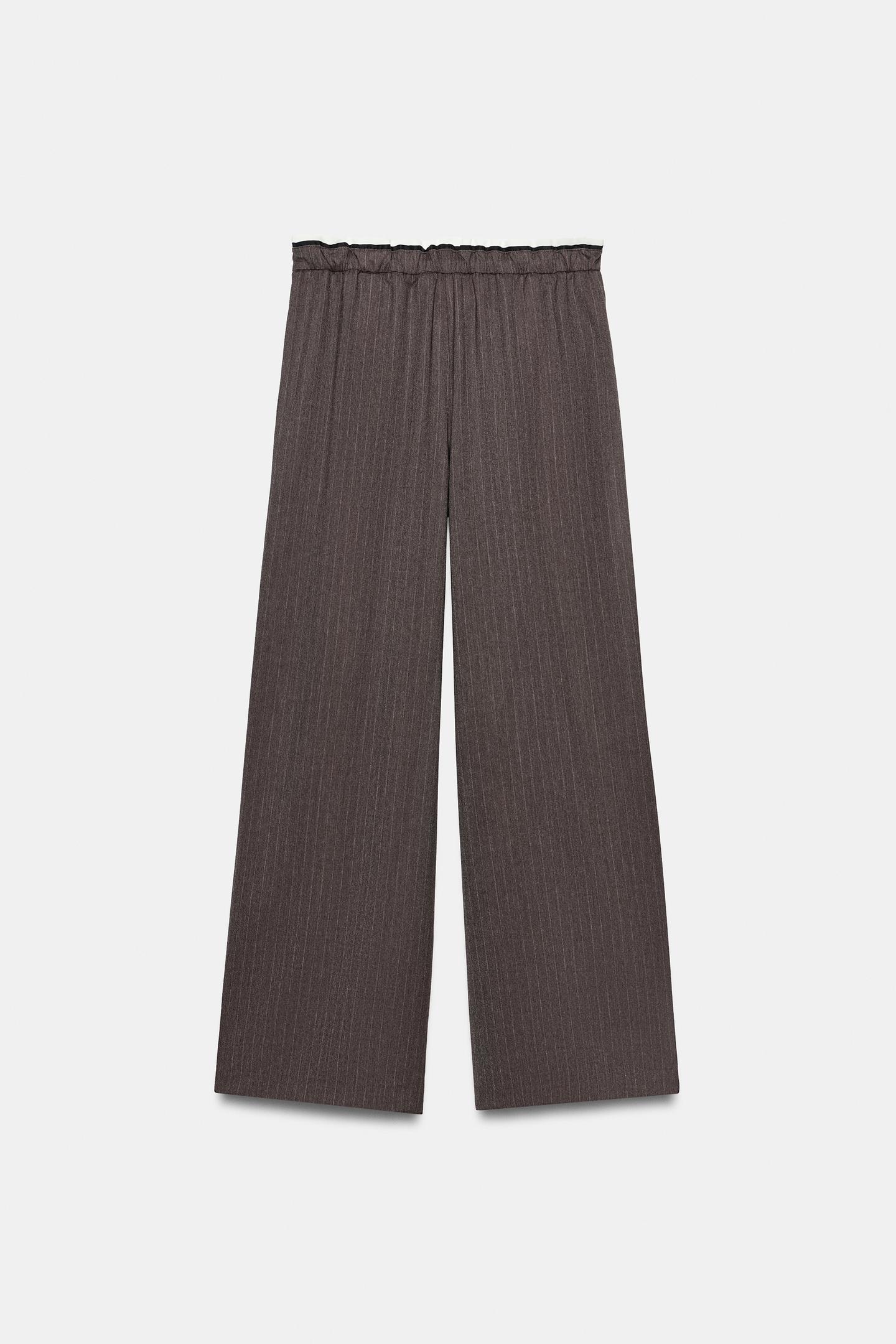Женские брюки Zara Double Waist Wide-Leg, цвет: Серо-коричневый серый — фото 7