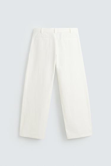 RELAXED FIT PLEATED TROUSERS - Ecru by Zara - Image 5