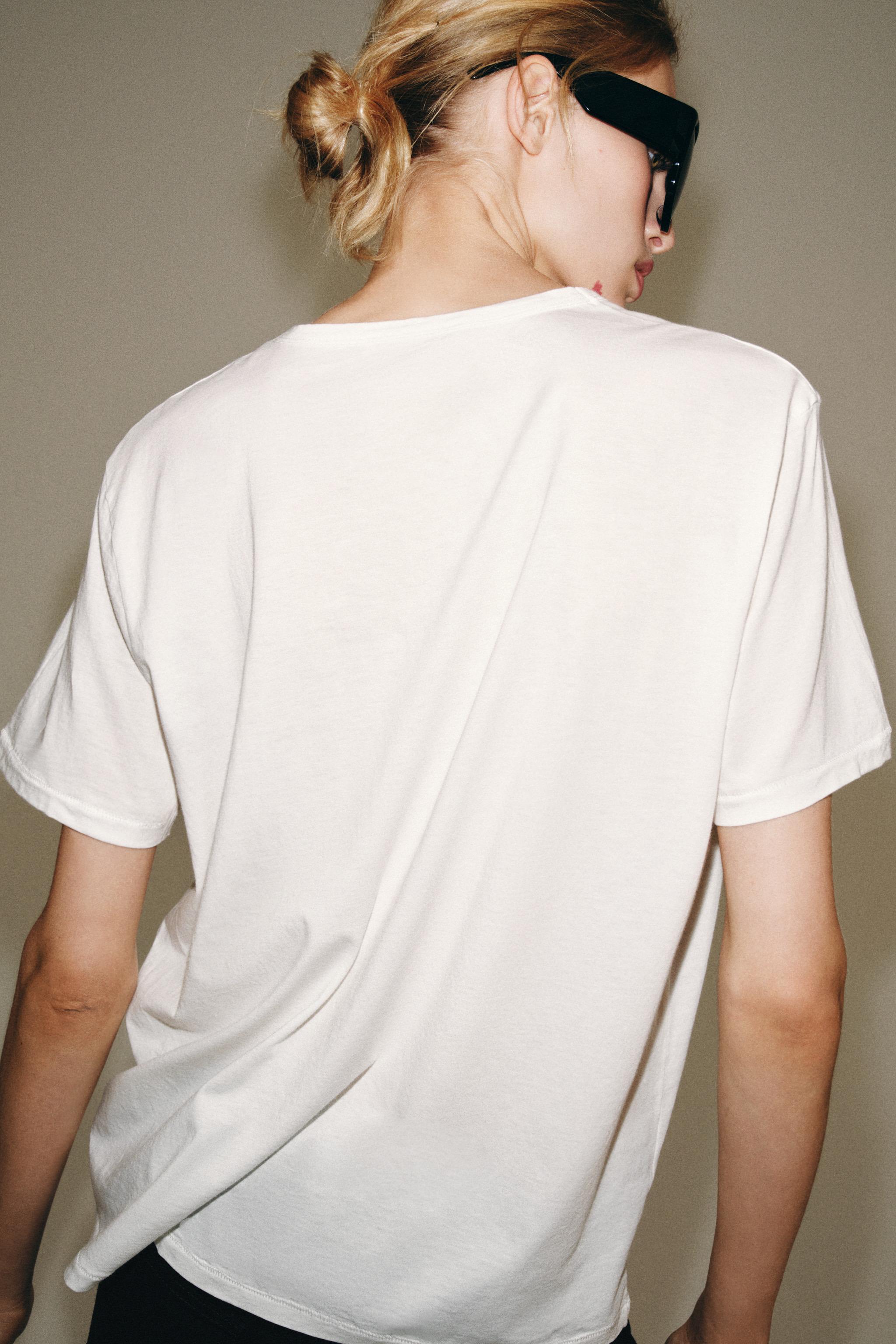 Zara TEXT PRINT OVERSIZED T-SHIRT — фото 3