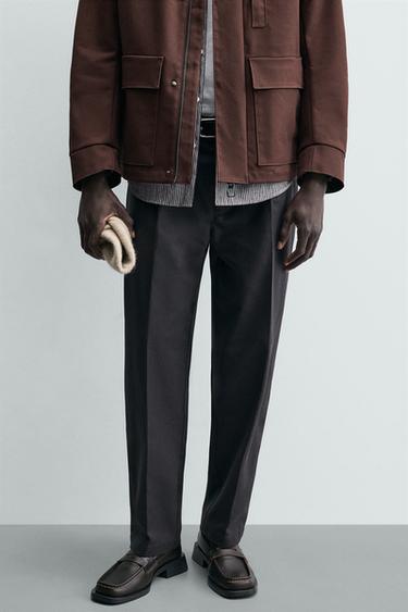 CALÇA PREGAS ESTRUTURA - Cinzento da Zara