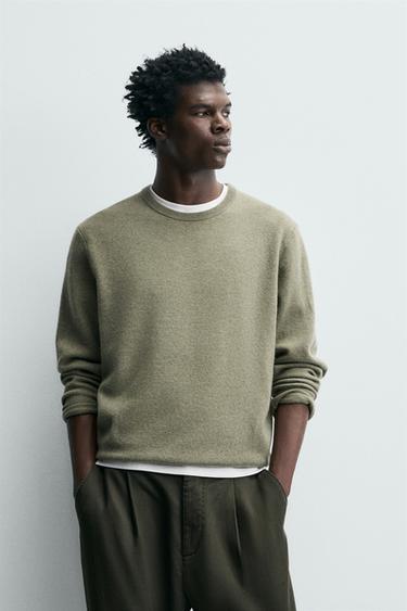 סוודר מצמר - קשמיר - ירוק חזק של Zara